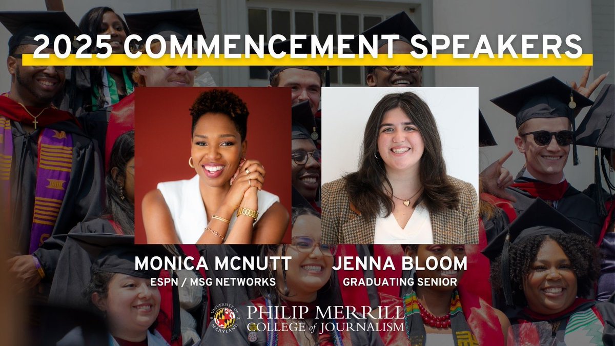 Merrill College @ Maryland (@merrillcollege) on Twitter photo We are so excited to share our 2025 commencement speakers will be @ESPN <a href="/MSGNetworks/">MSG Networks</a> 🏀 analyst <a href="/McNuttMonica/">McNutt Monica</a> & graduating senior <a href="/jennabloomm/">Jenna Bloom</a>!
Our graduation ceremony will be May 21 in Reckord Armory. 🎓
MORE: merrill.umd.edu/articles/espns… We are so excited to share our 2025 commencement speakers will be @ESPN <a href="/MSGNetworks/">MSG Networks</a> 🏀 analyst <a href="/McNuttMonica/">McNutt Monica</a> & graduating senior <a href="/jennabloomm/">Jenna Bloom</a>!
Our graduation ceremony will be May 21 in Reckord Armory. 🎓
MORE: merrill.umd.edu/articles/espns…