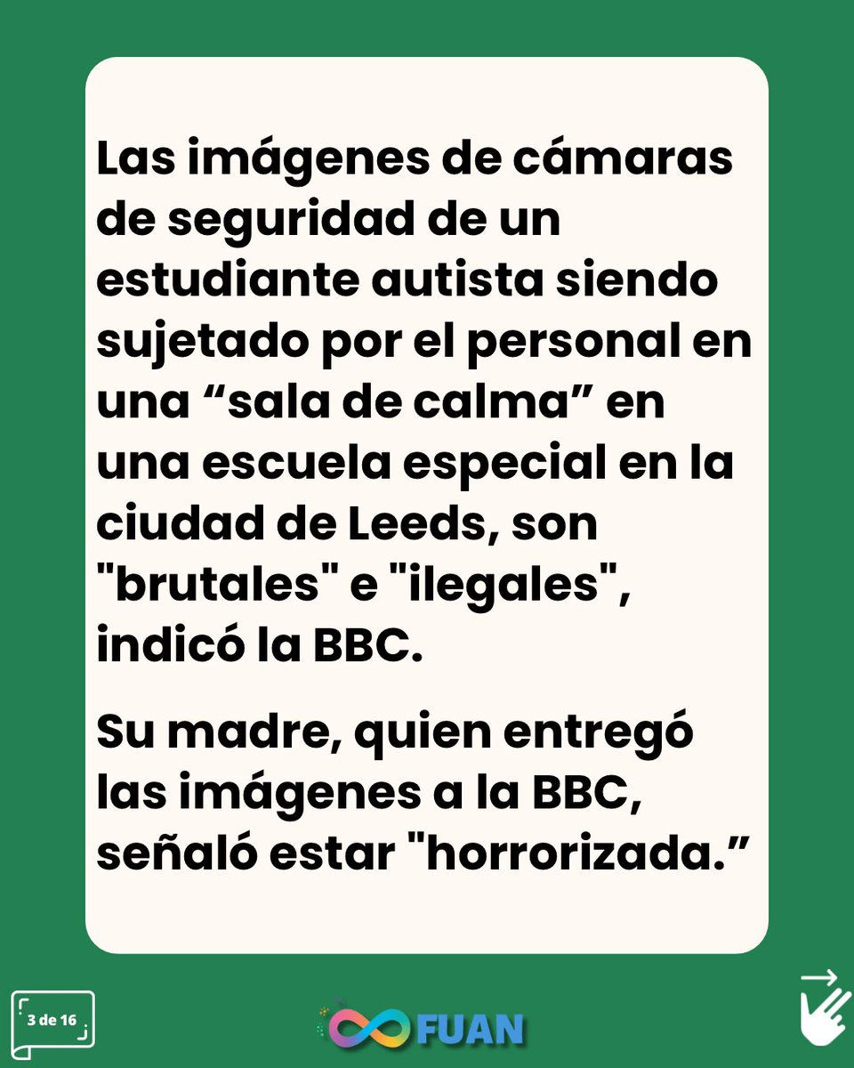 FuanFundacion's tweet photo. Nuevo caso de brutal contención de un estudiante autista en una “sala de calma”, conmociona a Inglaterra. Un niño de 12 años sufre inmovilización en la que participan cinco miembros del personal de la escuela. https://t.co/osftUhfaUU En Chile urge regular este tipo de espacios. https://t.co/o1HHAeoU79