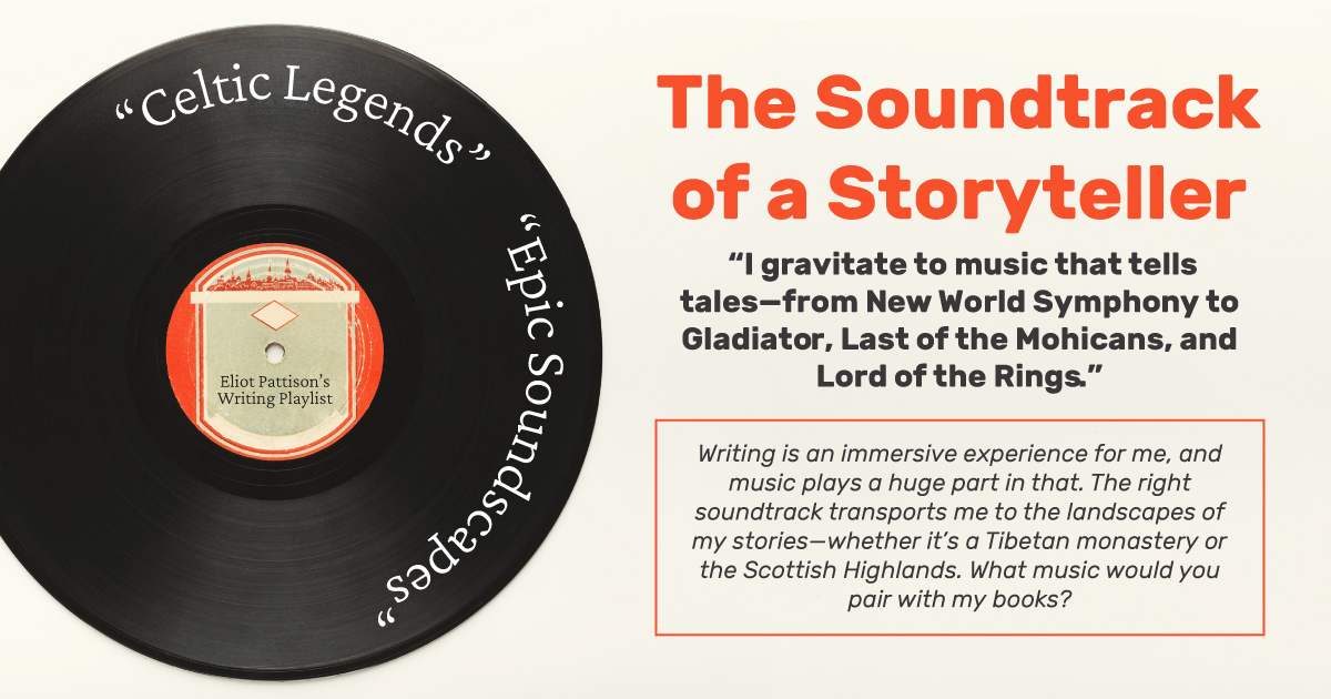 Writing is an immersive experience for me, and music plays a huge part in that. The right soundtrack transports me to the landscapes of my stories—whether it’s a Tibetan monastery or the Scottish Highlands. What music would you pair with my books?