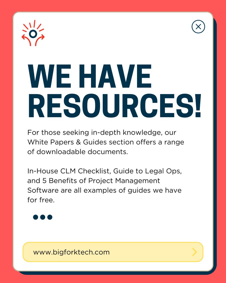 BigforkTech's tweet image. We have a large library of free resources to teach you all about the legal tech world. Check it out! #ContractManagement #LegalTech #Efficiency