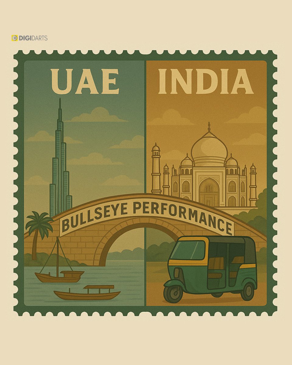Digidarts's tweet photo. We fed AI two prompts: India + UAE.
It printed more than a stamp—
it stamped a story.

Not just trend play.
This is Bullseye Performance, sealed and delivered.

#Stampverseai #Digidarts #Performancemarketing  #Bullseyeperformance #MENAexpansion #fypage #AI #trending https://t.co/YGeCYYnzHw