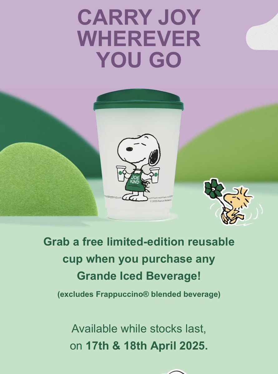 srljojo's tweet photo. スタバで冷たいドリンク頼むとスヌーピーのタンブラーがもらえるよー！
今日まで限定！！！ https://t.co/ULQUTM3PnS