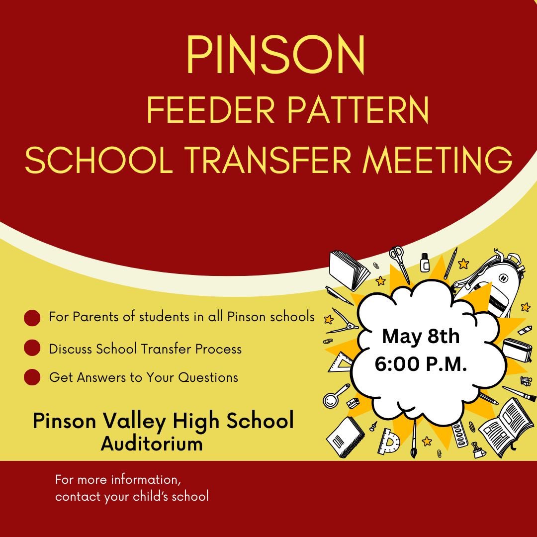 Pinson Valley High School (@pvhigh) on Twitter photo Questions about <a href="/JEFCOED/">Jefferson County Schools</a> school transfers? Come to the Pinson Valley High auditorium on May 8th at 6pm for answers! Questions about <a href="/JEFCOED/">Jefferson County Schools</a> school transfers? Come to the Pinson Valley High auditorium on May 8th at 6pm for answers!