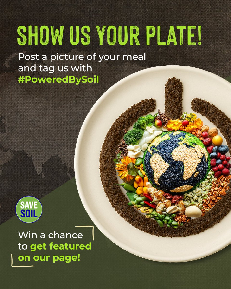 cpsavesoil's tweet photo. Your Next Meal is #PoweredBySoil 🌱
This Earth Day, 22 April, the world celebrates "Our Power. Our Planet."
But what truly powers us? The answer lies beneath our feet.

Healthy Soil = Nutritious Food = A Powered-Up You
Every bite you eat is rooted in the soil that sustains life.
🍽️ Show us your plate!
Post a photo of your next meal and tag it with #PoweredBySoil
📆 Post before 22 April
📸 The most creative entries will be featured on our social media page!

🌍 Let’s honor the power of soil and the planet that feeds us!

#EarthDay2025 #SaveSoil #ConsciousPlanet #OurPowerOurPlanet