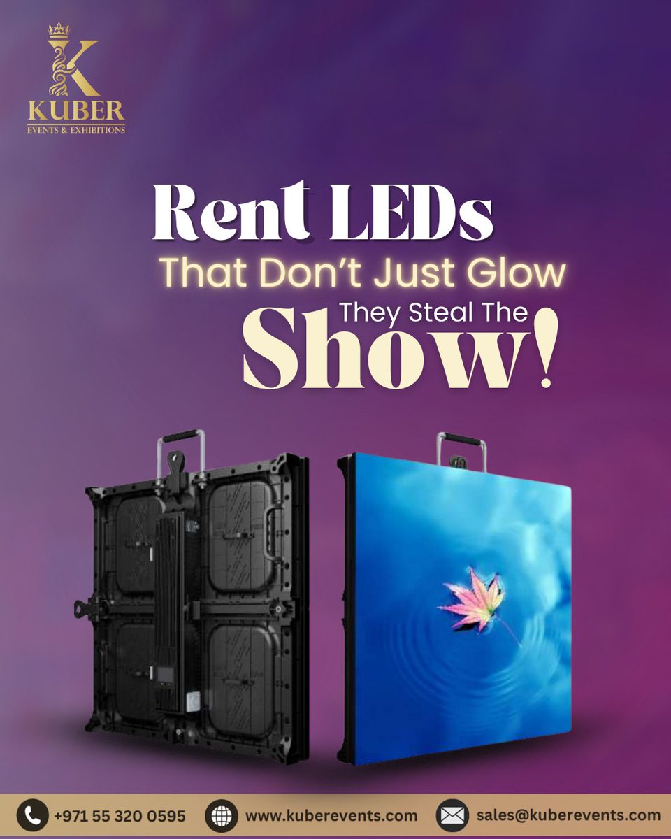 KuberEventsDXB's tweet image. Don’t just light up the venue – Own the spotlight!
Rent high-impact LEDs with @kubereventsdxb

📍 Visit kuberevents.com
📞 Call us at +971 55 320 0595
📧 Email us at sales@kuberevents.com

#EventRentals #DubaiEvents #KuberEvents #SoundAndLighting #LEDScreenRentals