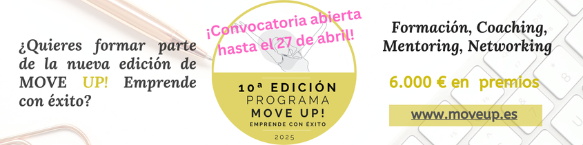 ❗️ Oberta la convocatòria de la 10a edició de MOVE UP! Emprén amb èxit

🗣 Tens un projecte empresarial al qual li falta un impuls? 

📝 Sol·licita l'accés abans del 27 d'abril en aquest enllaç: ceeicastellon.emprenemjunts.es/?op=65&n=1595

📲 Tota la informació: ceeicastellon.emprenemjunts.es/?op=130&id=244