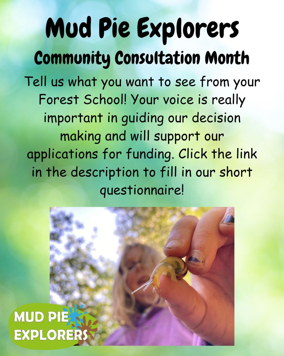 We're halfway through our Community Consultation Month! Whether your child IS or ISN'T in one of our groups, tell us what you want to see from Mud Pies - fill in our form here: bit.ly/4iWPWnU or email colleen@mud-pies.co.uk.