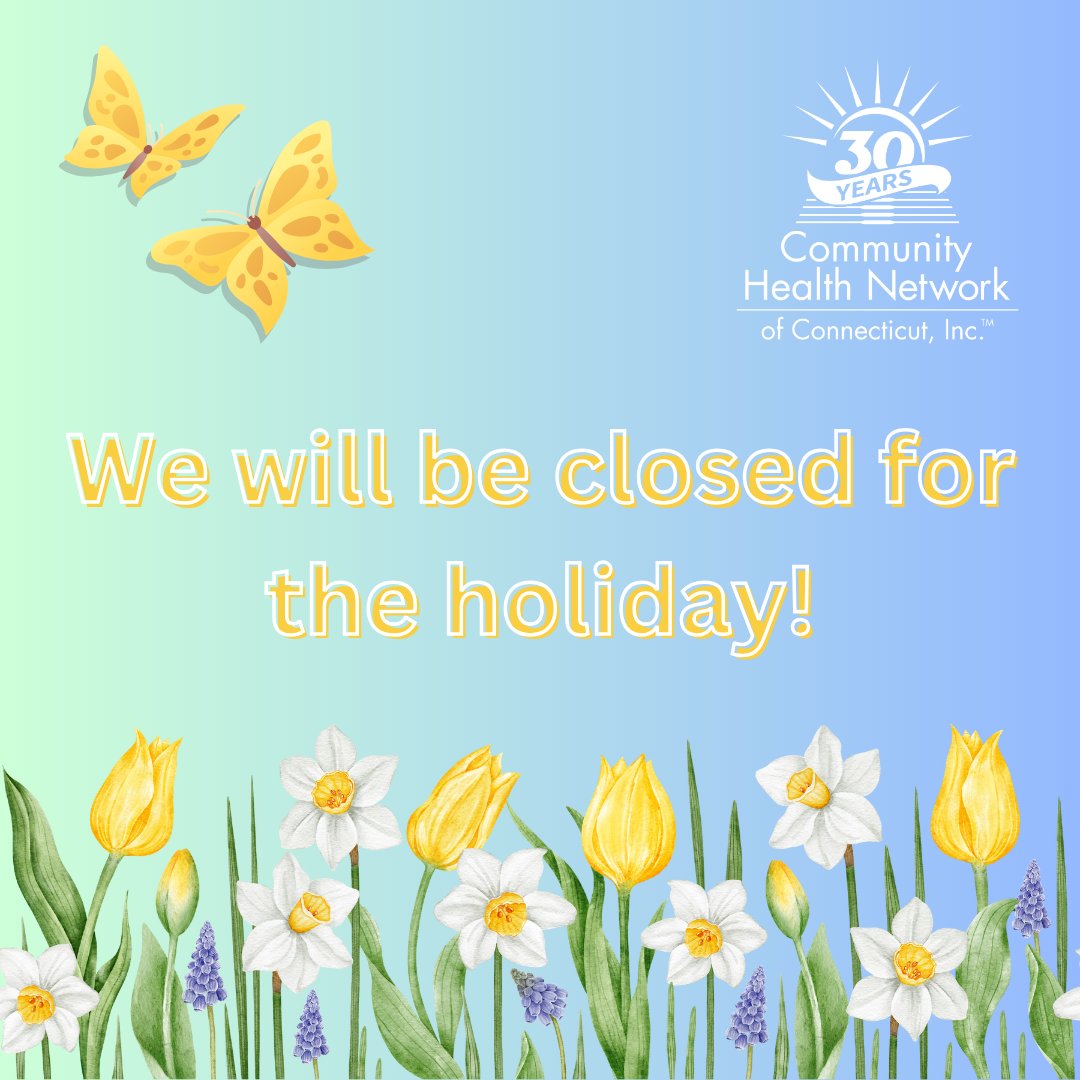 #CHNCT offices will be closed tomorrow, April 18th, for Good Friday. Offices will reopen on Monday, April 21st. Enjoy the holiday!
