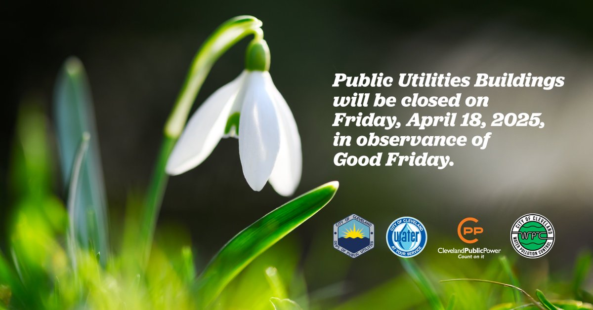 Cleveland Water (@clevelandwater) on Twitter photo While our office will be closed Friday, April 18, we are a 24/7/365 operation and always working to bring our customers safe, reliable drinking water.  If you have a water-related emergency during this time, please call 216-664-3060. While our office will be closed Friday, April 18, we are a 24/7/365 operation and always working to bring our customers safe, reliable drinking water.  If you have a water-related emergency during this time, please call 216-664-3060.