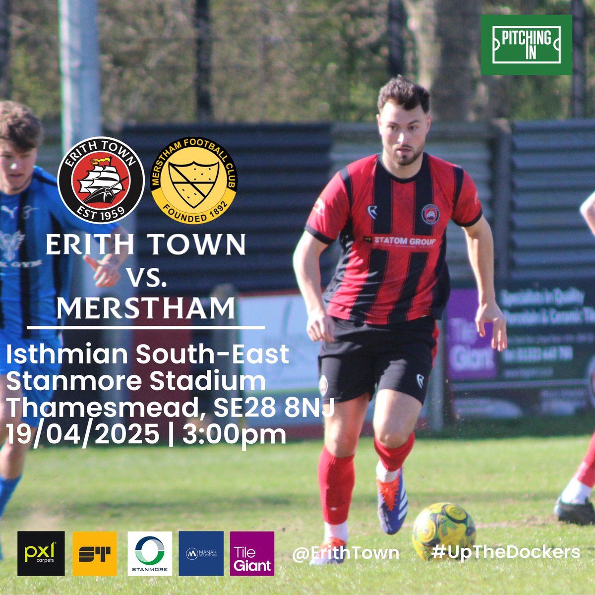 Erith Town FC (@erithtown) on Twitter photo 🛡️ | NEXT UP
Next up at the <a href="/StanmoreLtd/">Stanmore Ltd</a> Stadium is the visit of <a href="/MersthamFC1892/">Merstham FC (Official)</a>.
It’s the penultimate home game of the season for #TheDockers, so let’s get Bayliss Avenue packed with #TheDockersFaithful.
erithtown.com/match/erith-to…
#UpTheDockers 🛡️ | NEXT UP
Next up at the <a href="/StanmoreLtd/">Stanmore Ltd</a> Stadium is the visit of <a href="/MersthamFC1892/">Merstham FC (Official)</a>.
It’s the penultimate home game of the season for #TheDockers, so let’s get Bayliss Avenue packed with #TheDockersFaithful.
erithtown.com/match/erith-to…
#UpTheDockers