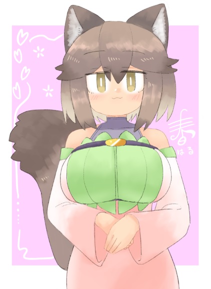 春タヌキ!
服モチーフは桜餅です。 