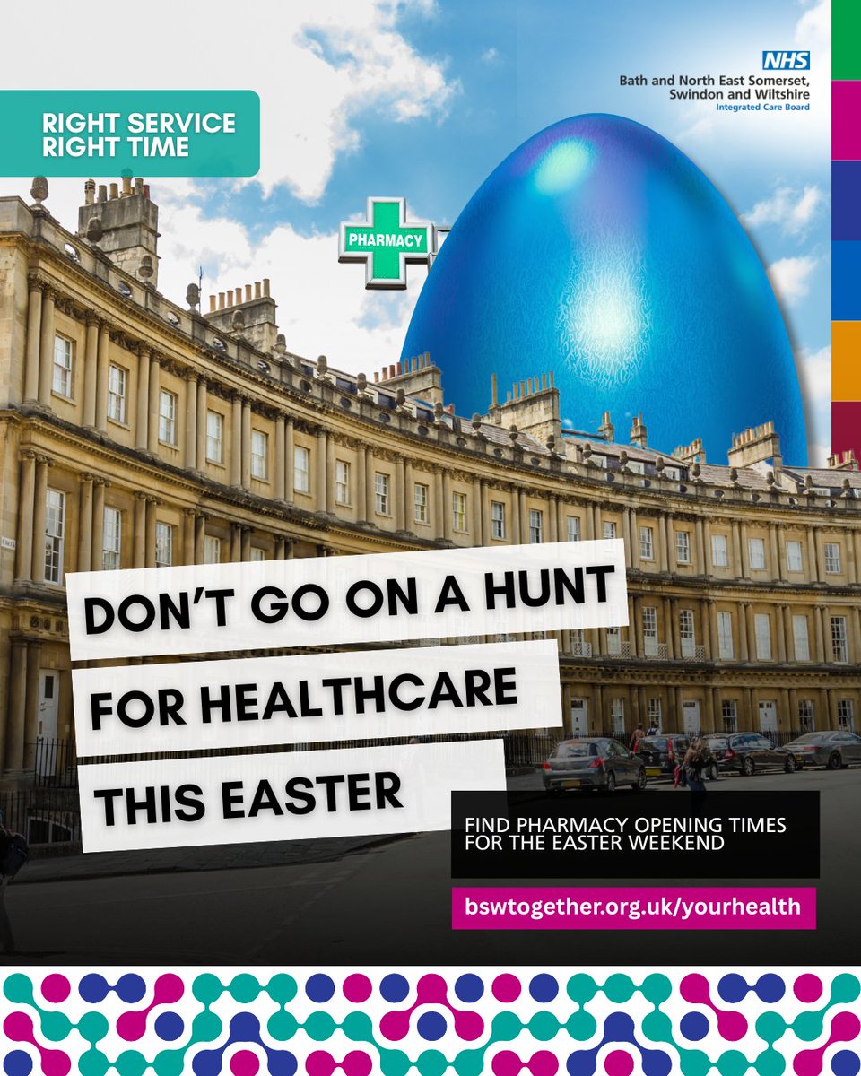 🐰 Don't go on a hunt for healthcare this Easter.

✅ Check pharmacy opening times - bswtogether.org.uk/yourhealth/pha…

#StayWellBSW