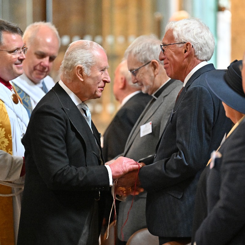 RoyalFamily's tweet photo. At @DurhamCathedral, The King and Queen attended the annual Maundy Service, during which His Majesty presented 76 men and 76 women with purses containing Maundy Money. 

The gifts recognise outstanding Christian service and for making a difference to people in their local area.