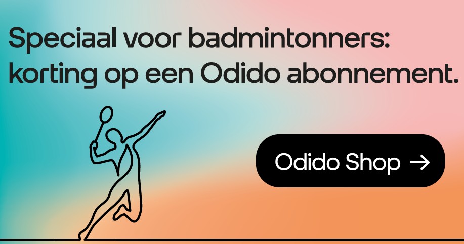 Sportieve korting bij partner Odido!
Als lid van Badminton Nederland krijg je extra voordeel bij Odido. Kies je voor een mobiel abonnement, dan krijg je elke maand tot €2,50 korting. Bovendien krijg je gratis aansluiten ter waarde van €25.

odido.nl/teamnl/bondsko…