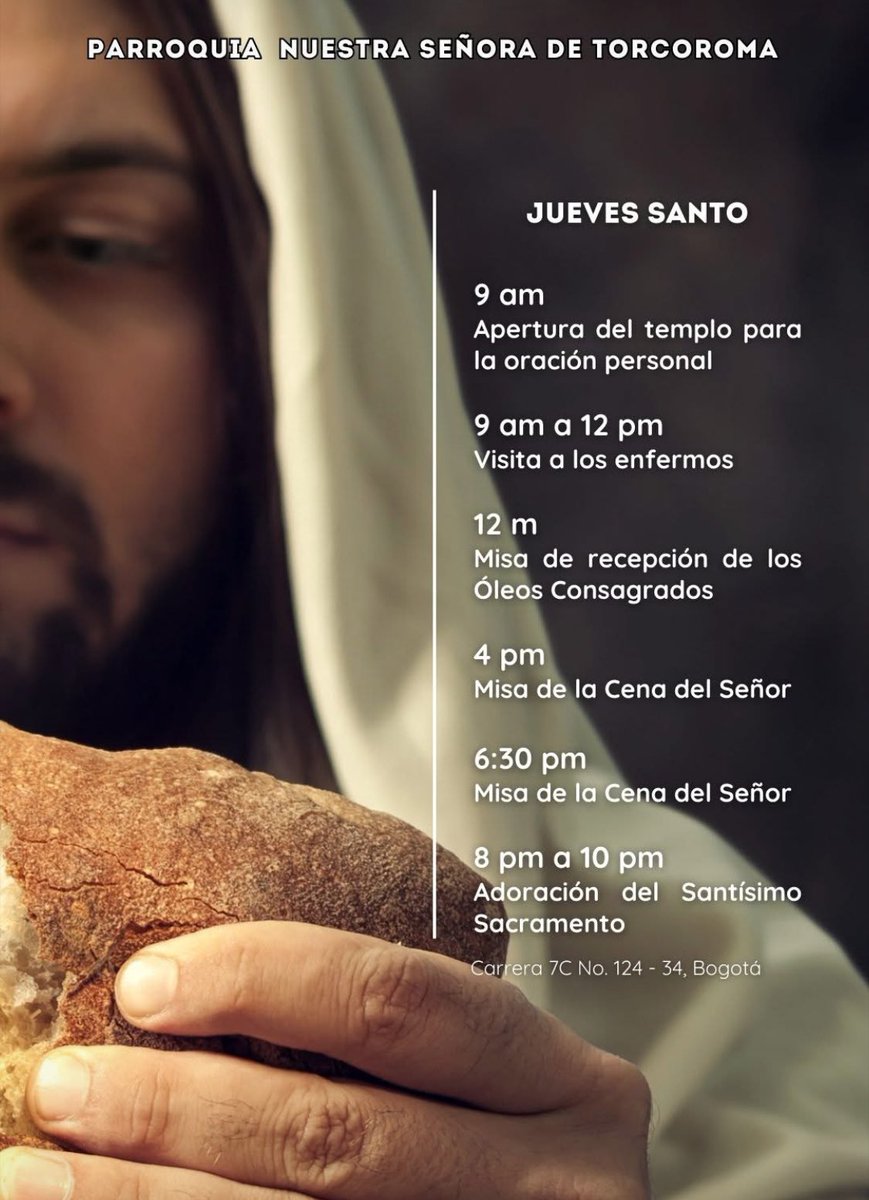 Programa del Jueves Santo en <a href="/TorcoromaBogota/">Parroquia de Torcoroma</a>