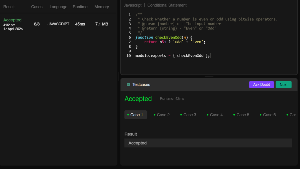 webwithaman's tweet photo. 🚀 DSA &amp; Problem-Solving Progress [Class 58] Job Ready AI Powered Cohort by @sheryians_

📝 Solved:
✅ Swap Variables Using Bitwise XOR
✅ Is Even Using Bitwise AND
✅ Is Power of 2 Using Bitwise Operator

🔗 Source Code: https://t.co/iWui8D6DjE

@harshbhaiyaa #DSA https://t.co/F1UUFL6DzE