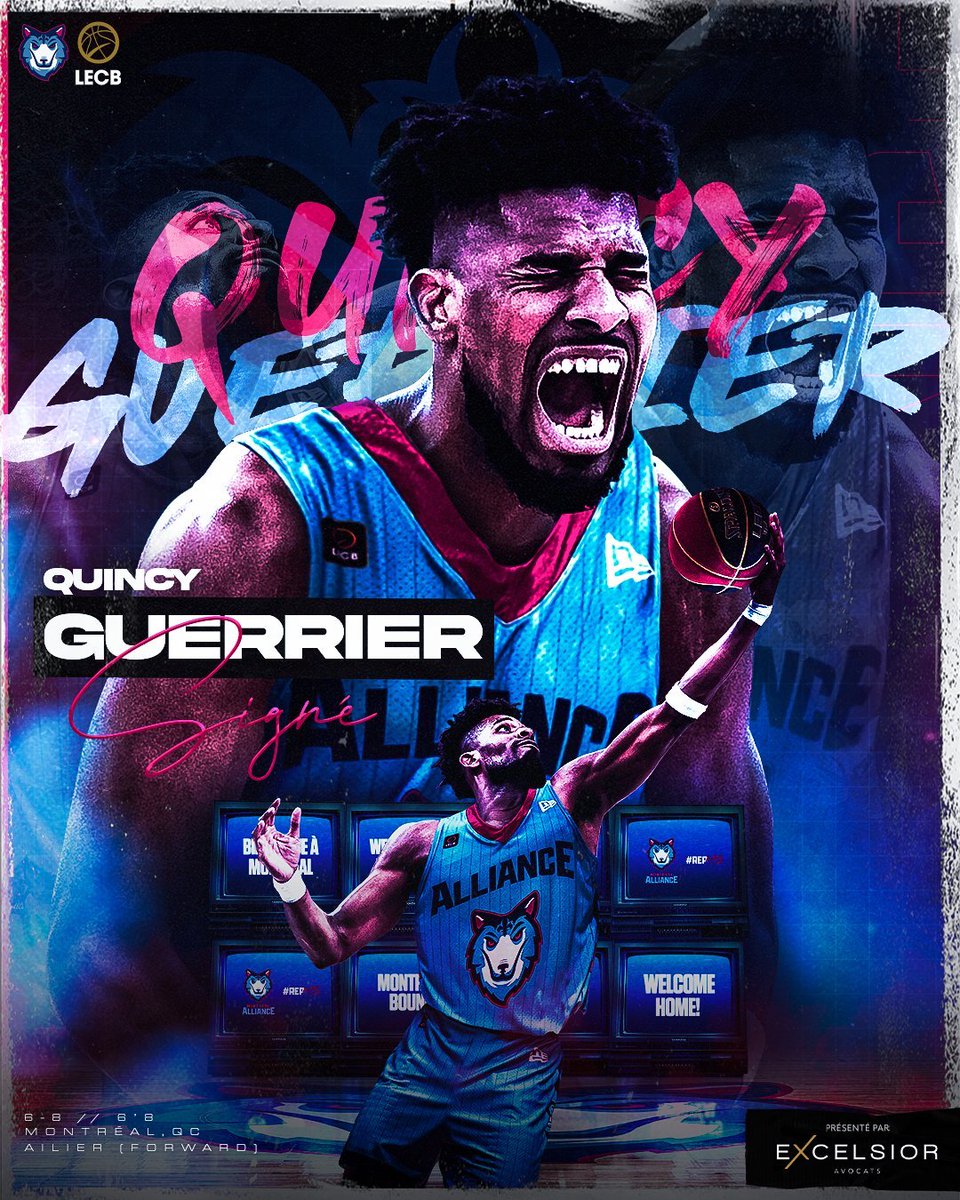 Énorme signature pour <a href="/mtl_alliance/">Alliance de Montréal</a> 

🇨🇦 Quincy Guerrier, ailier, 6'8'', 25 ans, Montréalais
🏀 9.5 PTS, 5.0 REB, 1.0 AST en G League avec <a href="/Raptors905/">Raptors 905</a> en '24-'25
🎓5 saisons NCAA (Syracuse, Oregon, Illinois)

Je m'attends à le voir prendre un grand rôle à MTL.