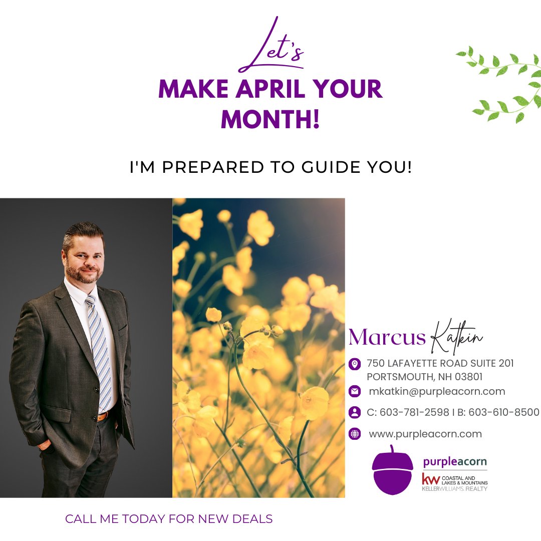 MarcusKatkin's tweet image. 🌸 April is the Month of Growth! 🌸

Make the most of new beginnings and opportunities this spring. Let’s flourish together!

#SpringGoals #AprilMomentum #NewBeginnings #MarcusKatkin #PurpleAcorn #KWCoastalRealty