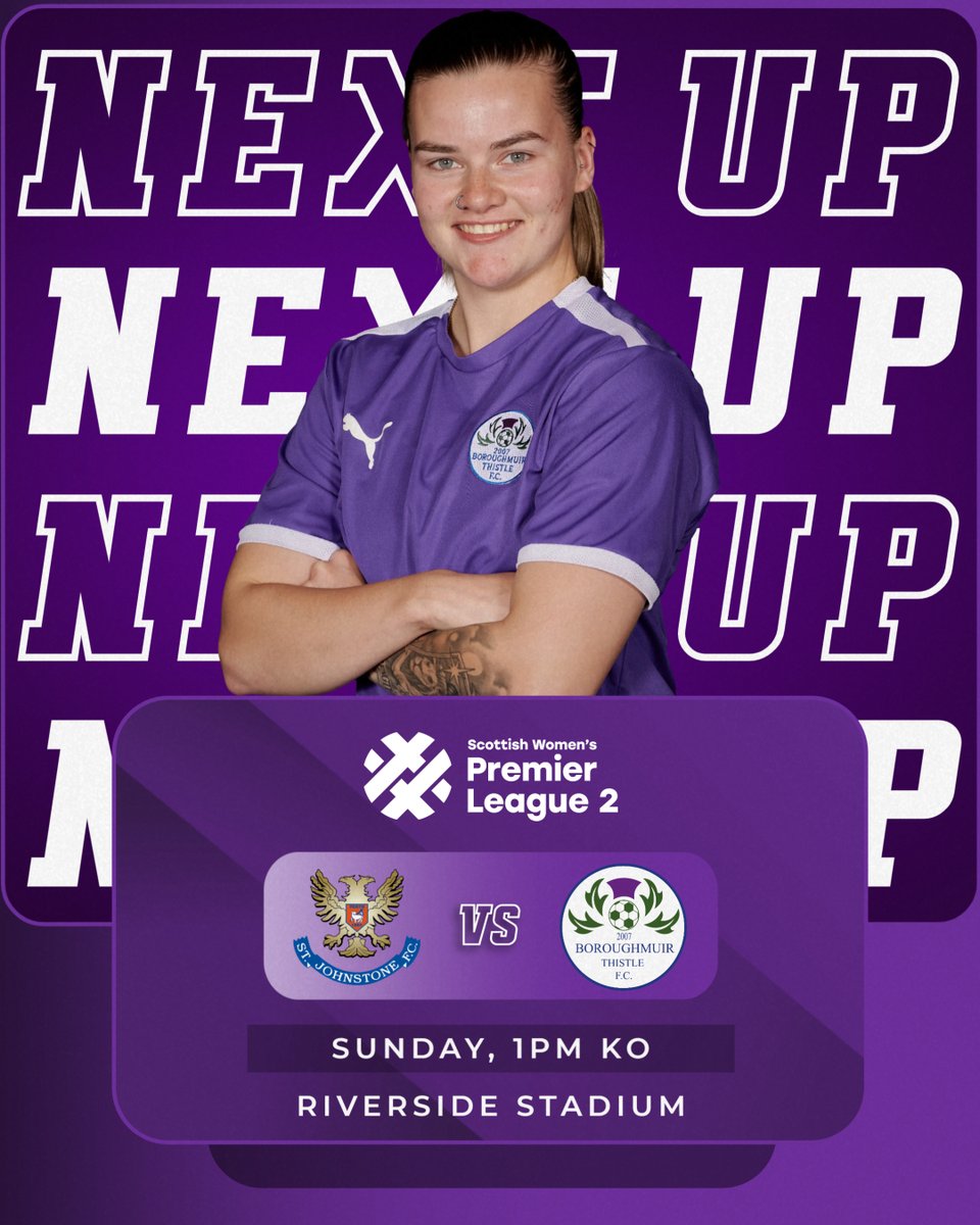 Boroughmuir Thistle (@btfc07) on Twitter photo An Easter Sunday trip to Perth awaits π£οΈ
π <a href="/stjwfc/">St Johnstone Women FC</a>
π <a href="/SWPL/">Scottish Women's Premier League</a> 2
π
Sunday, 1pm KO
ποΈ Riverside Stadium, PH1 3BP
ποΈ PATG via CASH ONLY
π· Β£5/1
#BTFC π£ An Easter Sunday trip to Perth awaits π£οΈ
π <a href="/stjwfc/">St Johnstone Women FC</a>
π <a href="/SWPL/">Scottish Women's Premier League</a> 2
π
Sunday, 1pm KO
ποΈ Riverside Stadium, PH1 3BP
ποΈ PATG via CASH ONLY
π· Β£5/1
#BTFC π£
