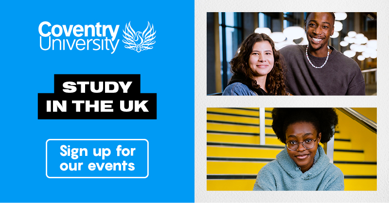 covintstudents's tweet photo. Find out more about our wide range of courses, application process, student support, scholarships and much more

Lagos, Nigeria: 13th May
Abuja, Nigeria: 13th May
Accra, Ghana: 13th May
Kumasi, Ghana: 15th May
Port Harcourt, Nigeria: 15th May
Nairobi, Kenya: 10th June

Book Now