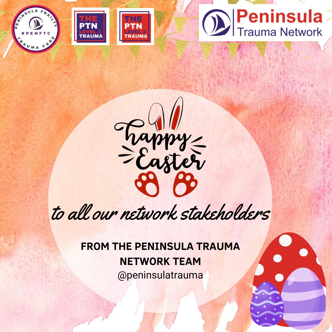 Wishing all our network stakeholders and followers a Happy Easter for this weekend! 🐇🥚🐣🍫
Thank you for your continued support and hard work and hoping everyone gets to celebrate and enjoy in their own way #peninsulatraumanetwork #traumanetworks #majortrauma