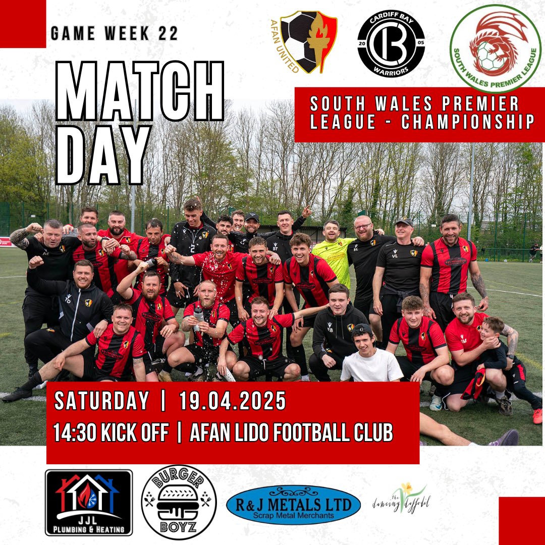 We play our last game of the season this Saturday in a difficult fixture vs Cardiff Bay Warriors. A win can crown us league champions which would be an added bonus to our promotion success. Come join us for the promotion party ⚽️ 🍻