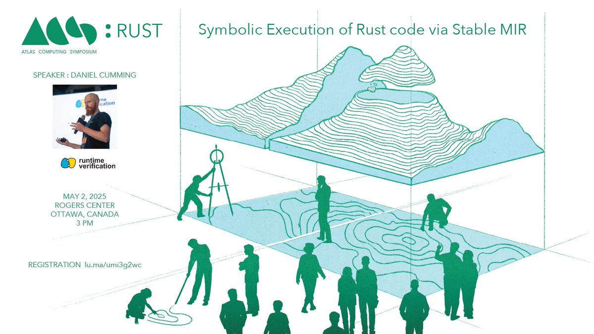 Atlas Computing Symposium : Rust (Friday, May 2, 2025 - Ottawa, Canada) lu.ma/umi3g2wc

Speaker highlight: Daniel Cumming has been a verification engineer for Runtime Verification Inc. for over 2 years, nearly exclusively working with #Rust code.