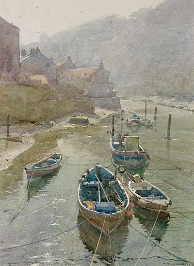 David Curtis 
Love this one , misty  and mysterious 
The distant cottages just below the hills. . Wish I had the talent to create this sort of thing.  
Great to be able to post it though.