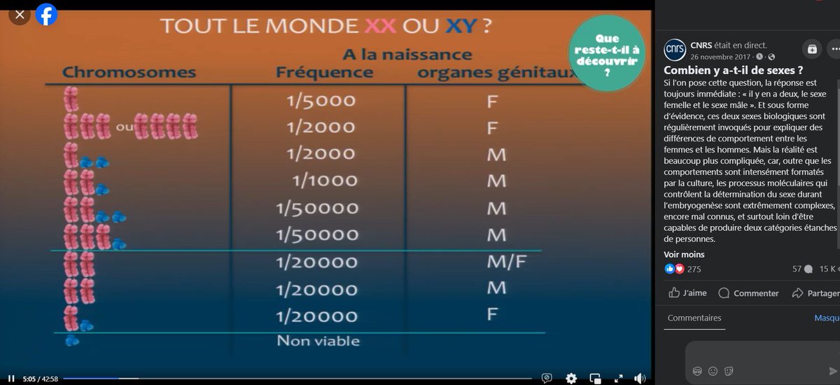 guyveluwi's tweet photo. @mrn_dml @silphenix @ChoupissonSec @Felinposteur @franceinfo Joëlle Wiels, biologiste cellulaire et directrice de recherche au CNRS : "Combien y a t-il de sexes ?" (2017) 

"La fréquence n’est pas si rare que ça. Si vous prenez le cas XXY, vous avez 1 naissance sur 1000 de concerné, ce qui en France représente environ 60 000 individus." https://t.co/6ksUGY7JZu