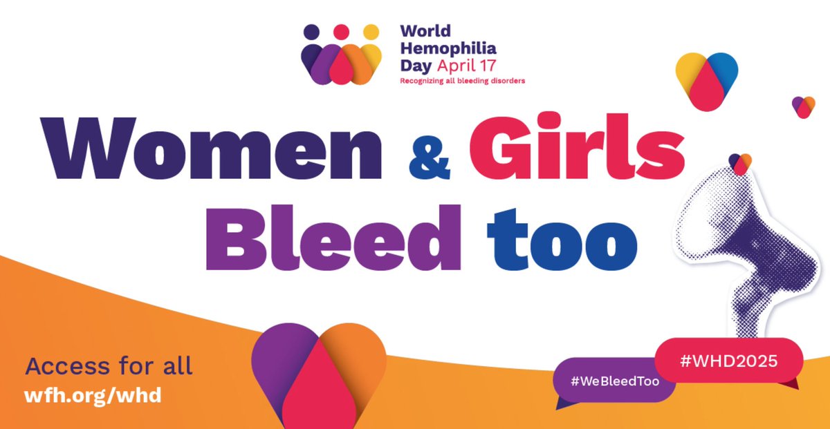 MBDSociety's tweet photo. On April 17, we celebrate World Hemophilia Day. This year’s theme is “Access for all: Women &amp; girls bleed too”. Today, women and girls with bleeding disorders are still underdiagnosed and underserved. The global community has the power and the responsibility to change this. https://t.co/QJn65OQzhq