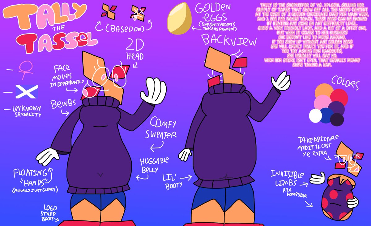 calledrokket's tweet photo. Reference Image and shop background

(Any fanart of Tally should use the #WonkasGoldenEggs hashtag)

#VsXploshi #XploshiFanart #FNFMod #News #FridayNightFunkin #XploshiOC https://t.co/9gRLKkrD8M