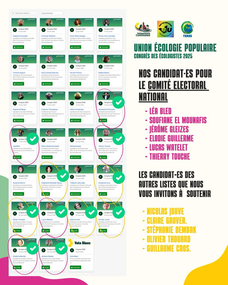 Tu as jusqu'à demain 12H pour voter pour les candidats de l'Union de l'Ecologie Populaire pour les instances dirigeantes de <a href="/EELV/">Les Écologistes - EELV</a> . Union de l'Ecologie Populaire = remise en question du dogme de la croissance + parité sociale + union de la gauche = victoire en 2027 ✌️✌️✌️