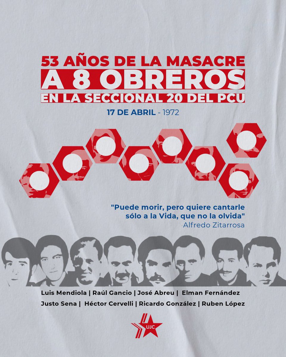 Honor y Gloria a los Ocho Mártires de la Seccional 20 del PCU 🌹