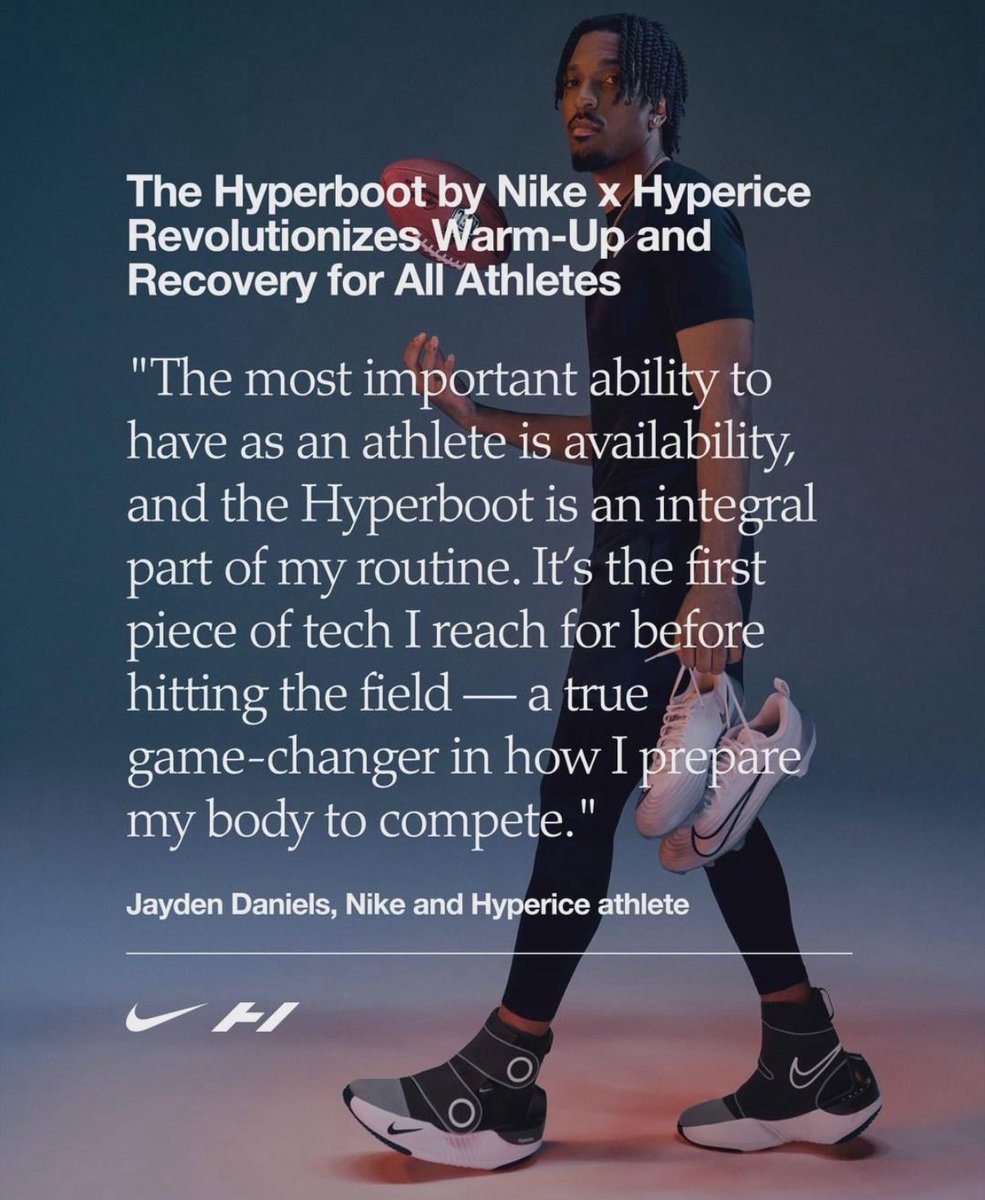 JayDanielsMVP's tweet photo. Jayden Daniels featured wearing Nike’s new Hyperboot that will release next month 

(via:@Nike) https://t.co/v1wwfUc3T9