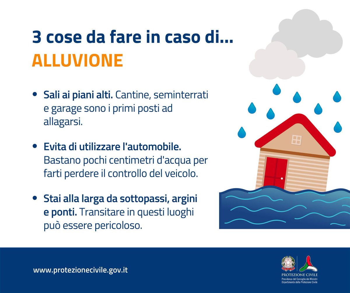 DPCgov's tweet photo. Aiutateci a condividere queste semplici indicazioni da seguire in caso di alluvione 👇 https://t.co/E7LKpHJxda