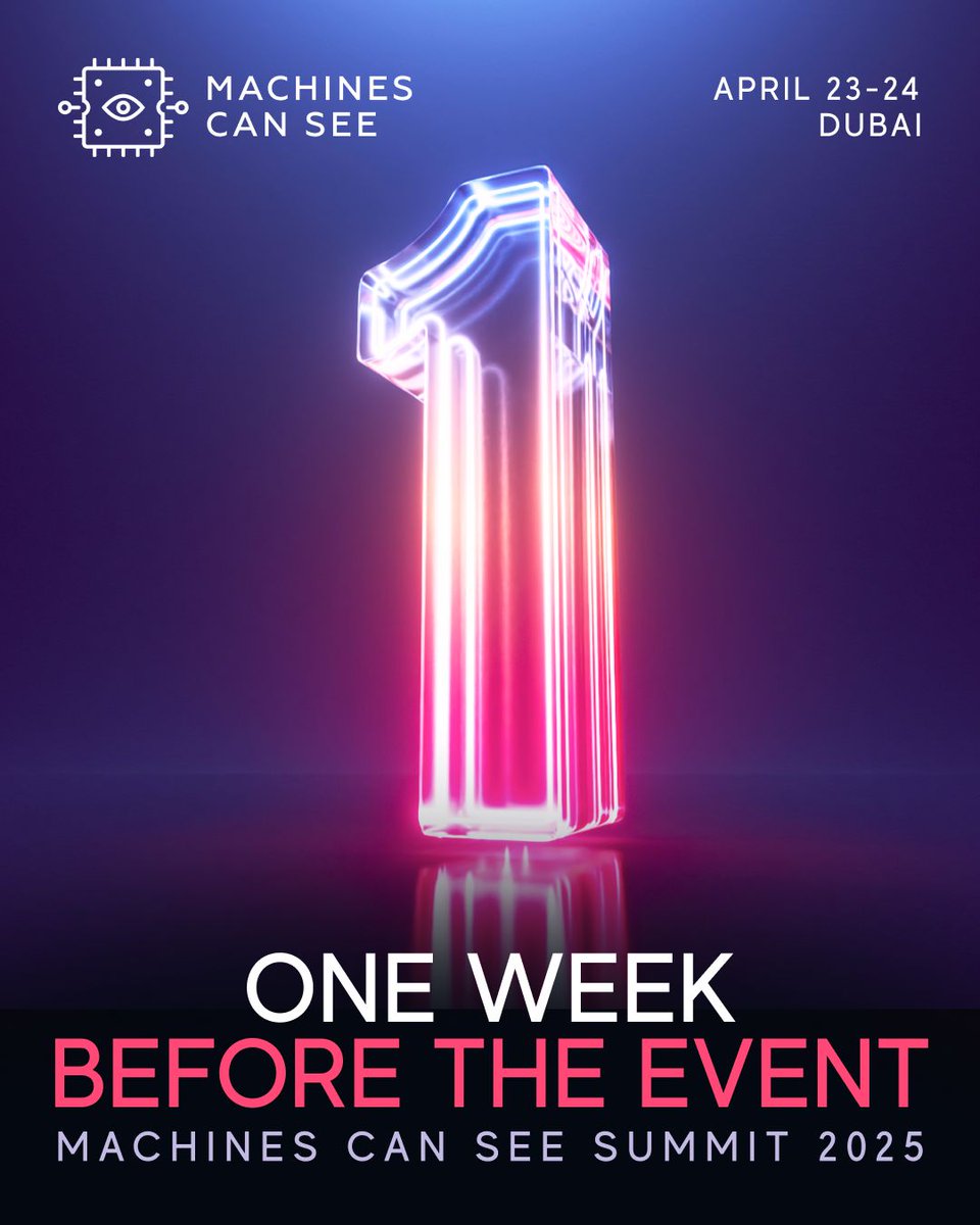 AKhanin01's tweet photo. Just 1 week to go until @Machinescansee 

We’re almost there — two full days of visionary ideas, global collaboration, and frontier tech innovation. Whether you’re building, investing, regulating, or just dreaming, this summit is your gateway into the AI-powered future #MCS2025 https://t.co/5zsqH8yJi2
