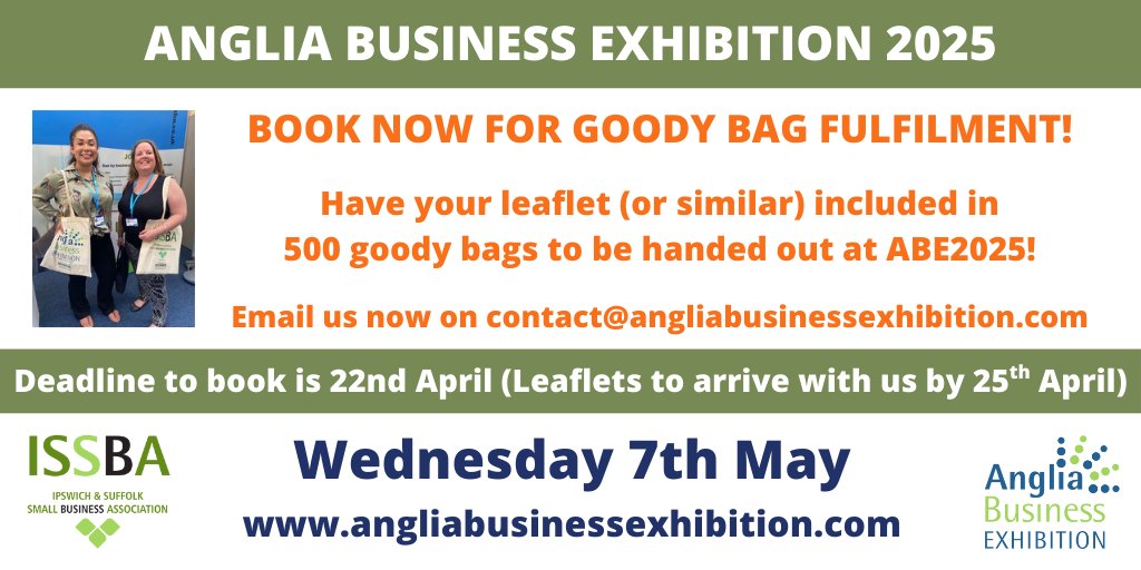 Have your leaflets included in the goody bags for ABE2025! Just £150 + VAT but the deadline for booking is 22 April (leaflets must arrive with us by 25 April) so get in touch asap. Grab one of the few remaining stands or book your free visitor place at bit.ly/3z4UfXf