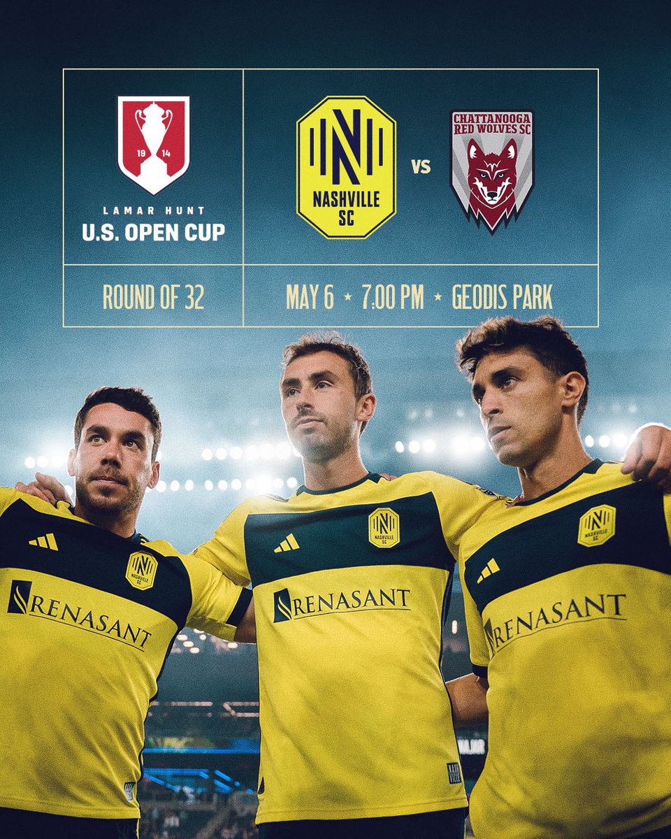 NashvilleSC's tweet photo. It’s soccer time in Tennessee ⚔️ 

Our @opencup Round of 32 matchup is set https://t.co/29TMvUseWA