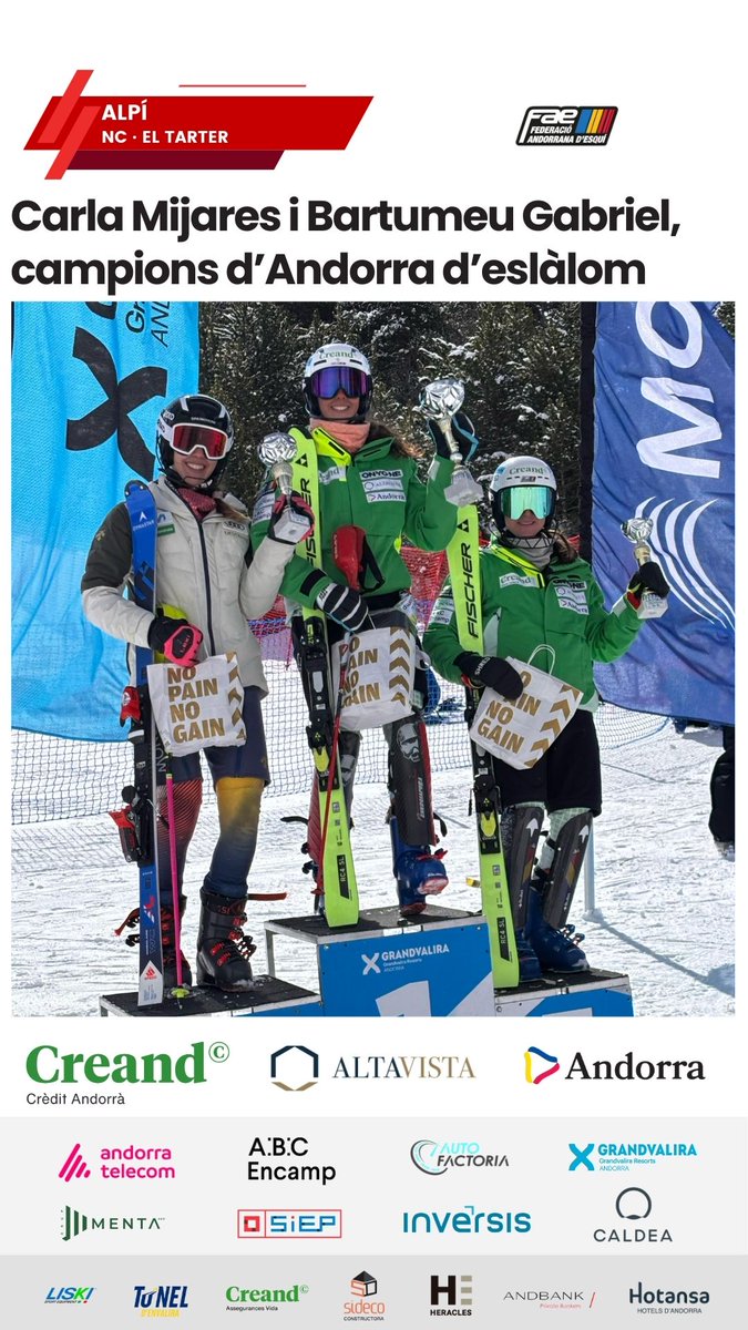 ALPÍ · #CarlaMijares i <a href="/bartugabriel/">Bartumeu Gabriel</a>, campions d’Andorra 🇦🇩 d’eslàlom 🏆.

INFO ✅ fae.ad/index.php?opti…