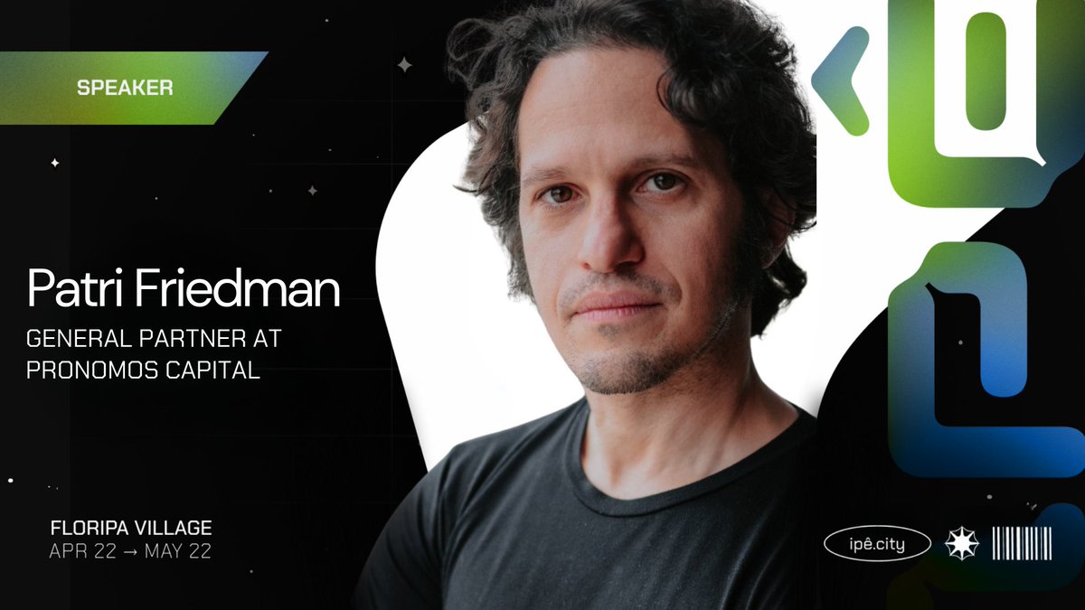 Ipê City (@ipecity) on Twitter photo 🎙️ We’re thrilled to have Patri Friedman speaking at Ipê Village for the Startup Society Conference! 🚀
<a href="/patrissimo/">Patri Friedman 🌆</a> is a General Partner at Pronomos Capital and has spent the last 20 years advocating for the need for startup countries to bring innovation and customer focus to 🎙️ We’re thrilled to have Patri Friedman speaking at Ipê Village for the Startup Society Conference! 🚀
<a href="/patrissimo/">Patri Friedman 🌆</a> is a General Partner at Pronomos Capital and has spent the last 20 years advocating for the need for startup countries to bring innovation and customer focus to