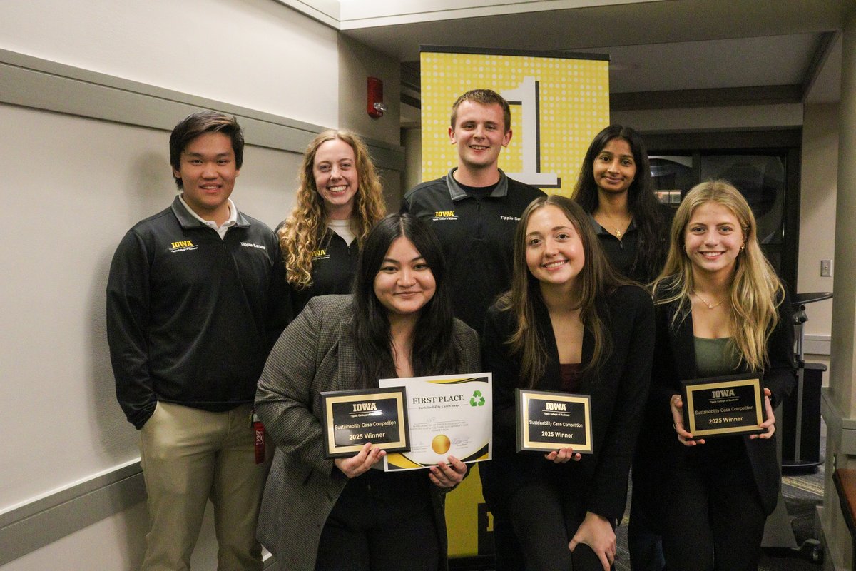 TippieIowa's tweet photo. Congratulations to Grace Brennan, Sumika Thapa &amp; Peyton Twelmeyer for placing 🥇 in the 2025 Tippie Sustainability Case Competition! #CaseCompetition #Sustainability https://t.co/mcCtnbxEZi
