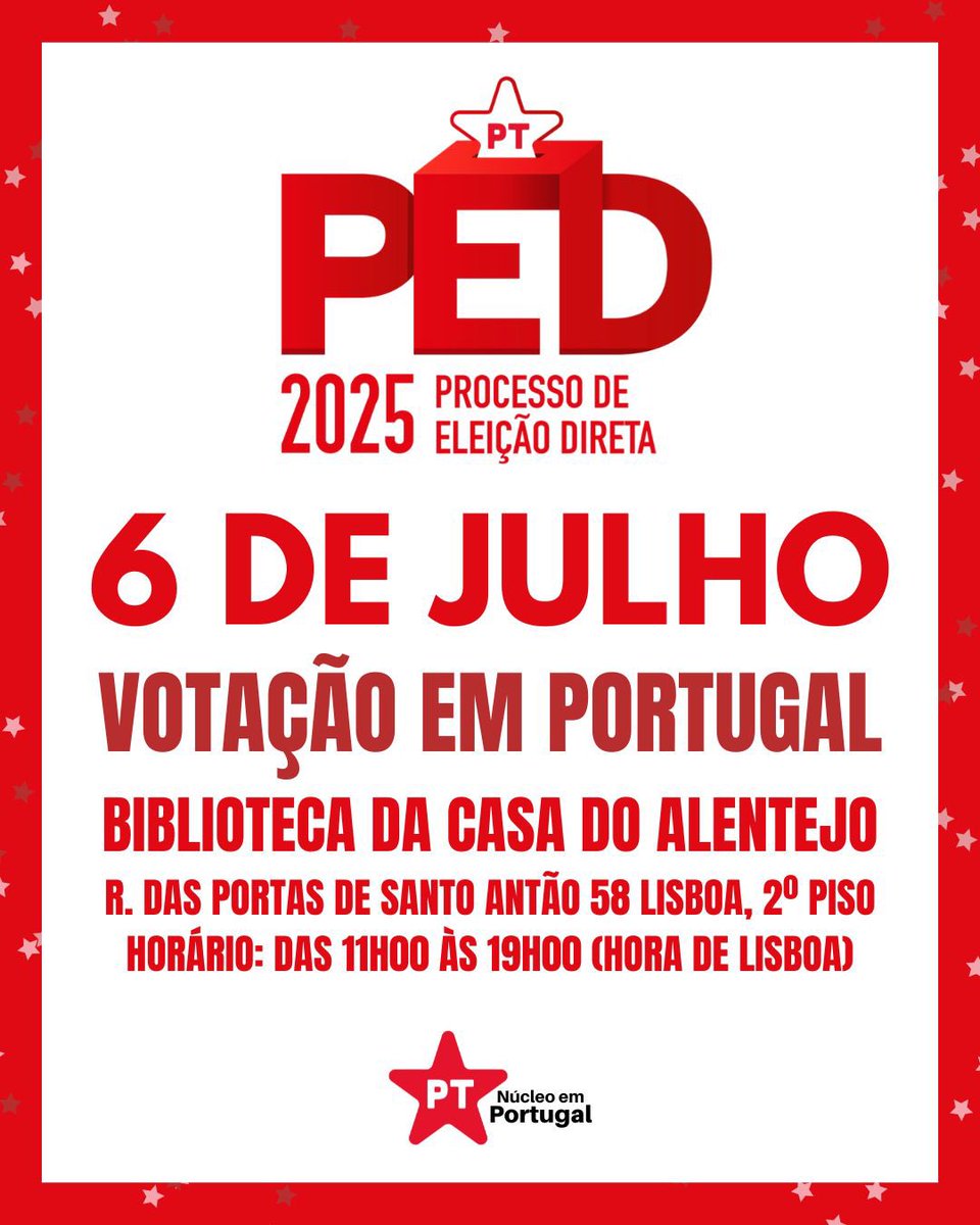O PED 2025 já está chegando! No dia 6 de julho (domingo), todas as instâncias do Partido dos Trabalhadores e das Trabalhadoras serão renovadas. A militância também vai debater sobre a estratégia e as opções políticas apresentadas em Teses