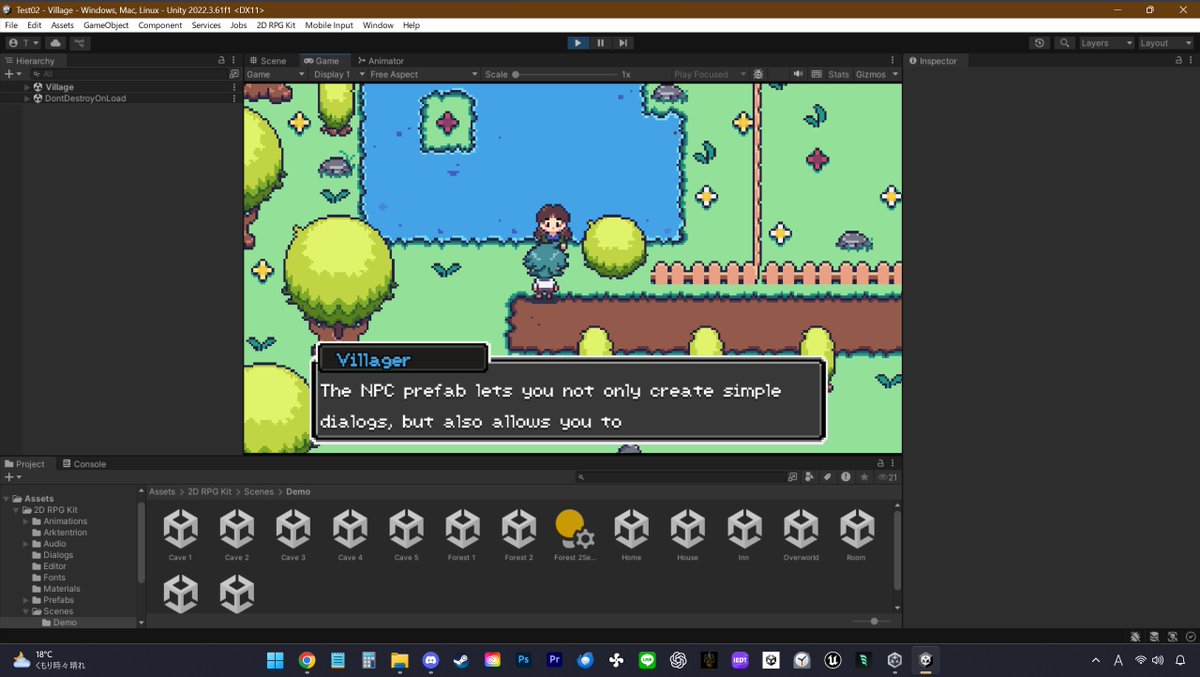 tom_sp2's tweet photo. Unityに戻ってきました
2DRPGkitのアセットをUnityで開いてみる
Mother3ぽくていいですね🙂

初めはサンプルいじりながら勉強進めていきます

#unityt https://t.co/l8bO4iBAwV
