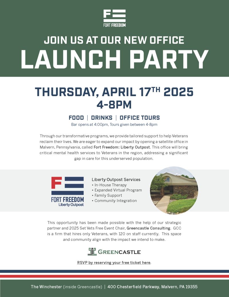 Can't wait until tonight. Lots of patriots celebrating the Outpost from Fort Freedom. #Phillyvets #veteranmentalhealth