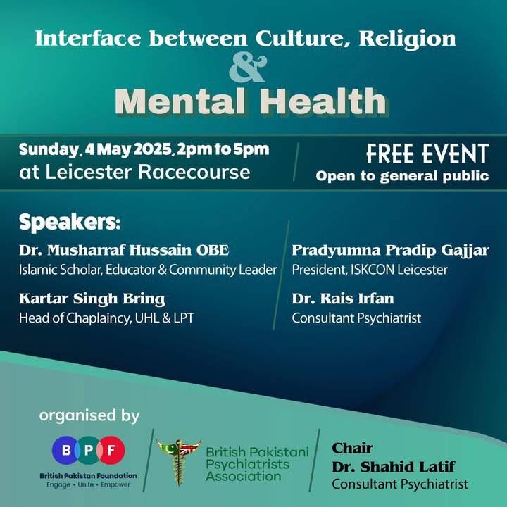 EVENT: Interface between Culture, Religion &amp; Mental Health: A theological &amp; medical perspective.  
Explore topical &amp; sensitive themes, and cultural beliefs that may intersect or influence the presentation of mental health conditions. 
Register: tinyurl.com/4xu6zht7