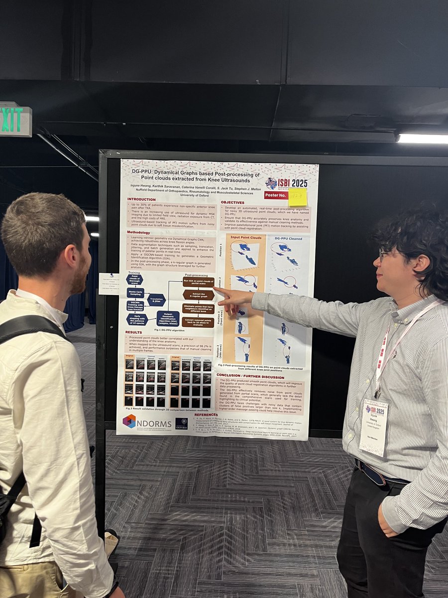 OOEC (@ooec_oxford) on Twitter photo And here is the poster with Injune Hwang presenting it #ISBI2025 <a href="/IeeeIsbi/">IEEE International Symposium on Biomedical Imaging</a> #Houston
One objective was to Improve patellofemoral joint (PFJ) motion tracking by assisting with point cloud registration
#Ultrasound #Imaging <a href="/DrStephenMellon/">Stephen Mellon</a> <a href="/drJackTu/">Jack Tu</a> And here is the poster with Injune Hwang presenting it #ISBI2025 <a href="/IeeeIsbi/">IEEE International Symposium on Biomedical Imaging</a> #Houston
One objective was to Improve patellofemoral joint (PFJ) motion tracking by assisting with point cloud registration
#Ultrasound #Imaging <a href="/DrStephenMellon/">Stephen Mellon</a> <a href="/drJackTu/">Jack Tu</a>