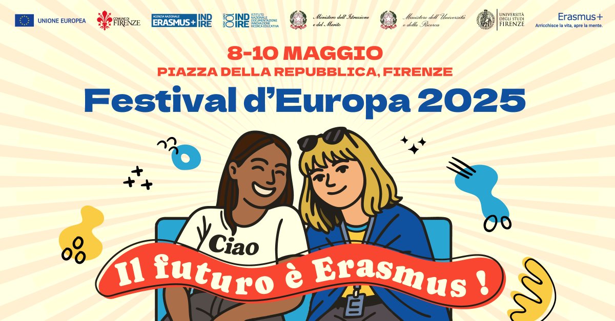 ErasmusPlusInd's tweet photo. A maggio il Festival d’Europa di Firenze celebra #Erasmus+: cittadinanza, anniversari e prospettive. Dall'8 al 10 in P.zza della Repubblica workshop, musica, danza, cooking show aperti a tutti https://t.co/Y6mv7p2mms @eTwinning_Ita @EPALE_IT #EUvalYOU #ErasmusPlus @IndireSocial https://t.co/ODFstUtXEt