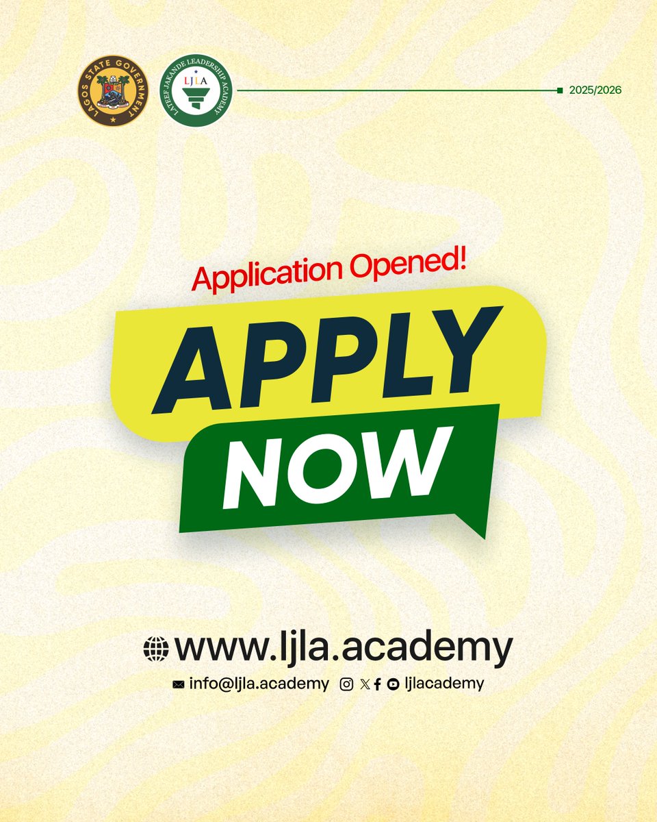 The Wait Is Over — Applications for the Lateef Jakande Leadership Academy 2025/2025 Fellowship Programme are OPEN!

Are you ready to lead, learn, and leave a legacy? The Lateef Jakande Leadership Academy is calling the next generation of visionary leaders!  

This is your chance