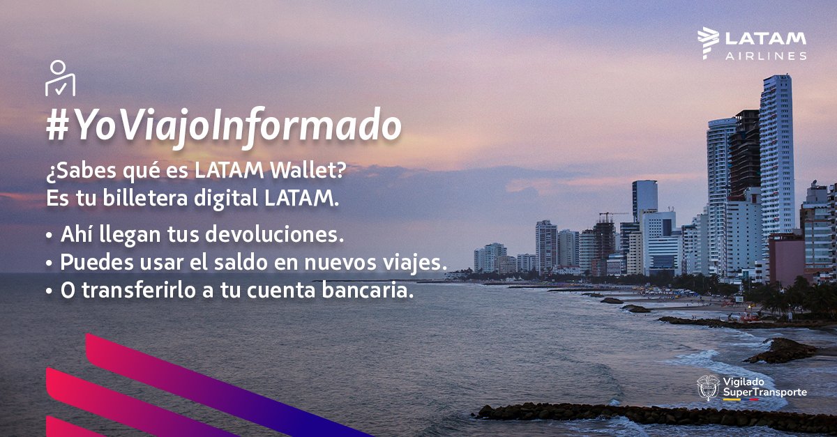 ¿Solicitaste devolución de dinero y te mencionaron LATAM Wallet?
Es nuestra billetera digital donde puedes ver y usar tus compensaciones.
La encuentras en la sección "Mis Viajes".
Conoce más aquí: lnk.to/gjxkf6 #YoViajoInformado