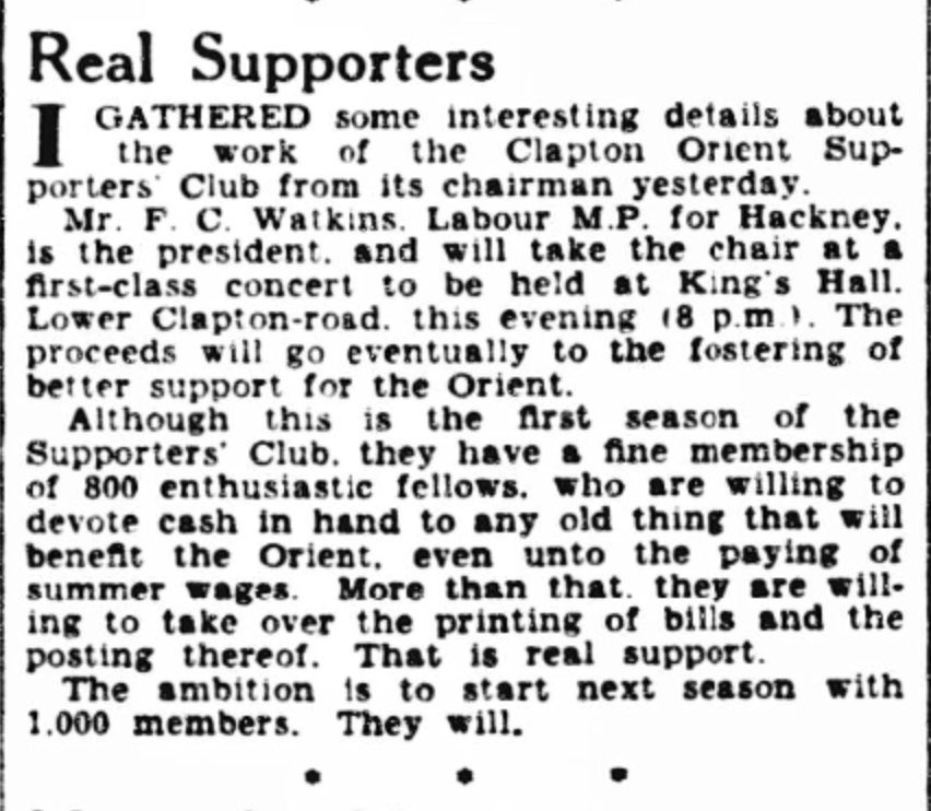 OTD 1931 Real Supporters - Clapton Orient Supporters Club #LOFC